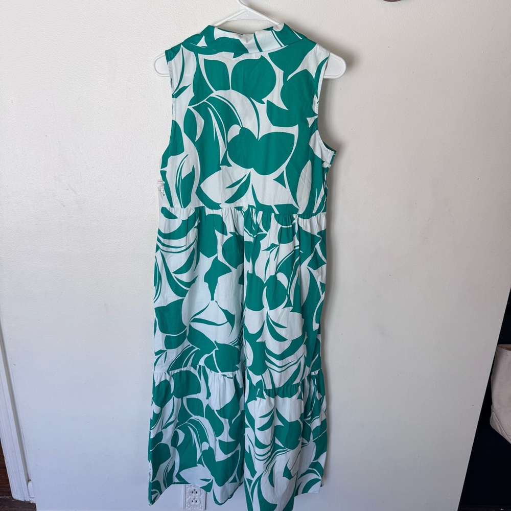 Tahari Arthur S. Levine Green and White Floral Maxi Dress size small NEW! - Picture 10 of 11